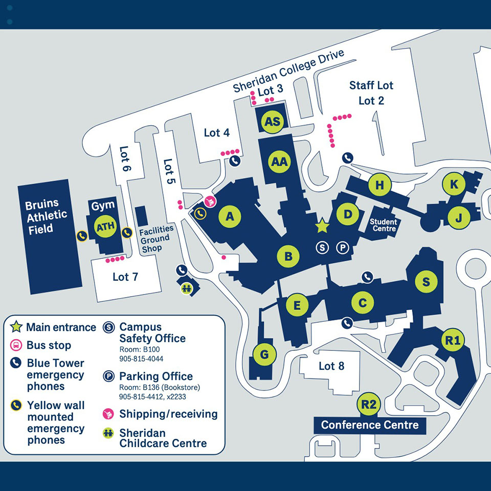 Map of Sheridan's Trafalgar Campus